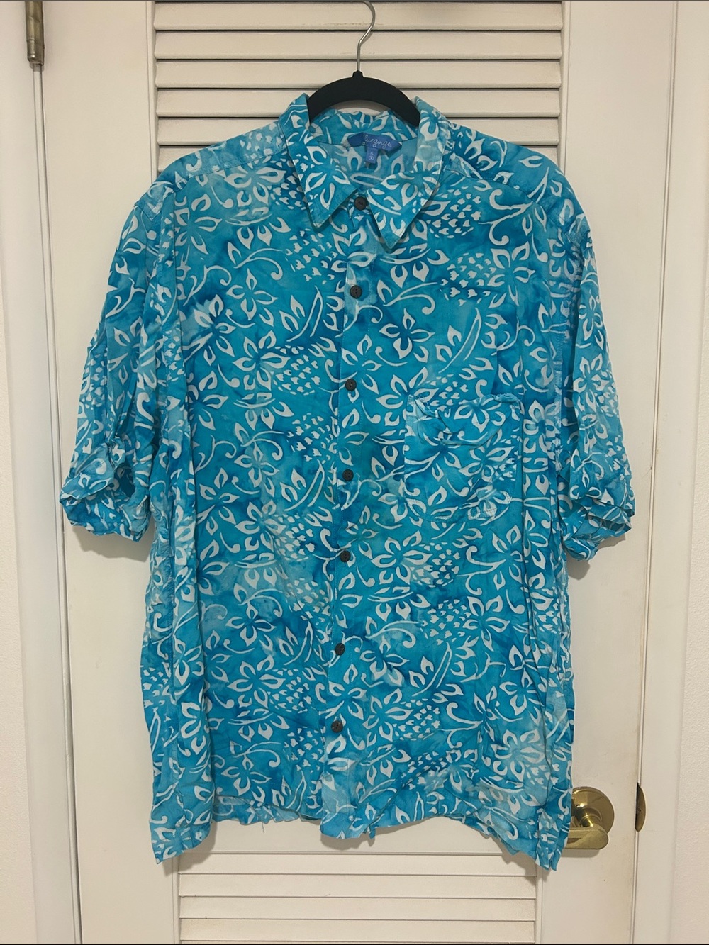 Blue Ginger Tropical Print Button-Up Shirt XL